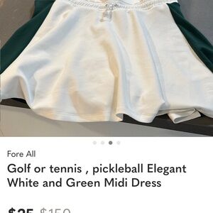 White and Green Midi Dress golf, Pickleball tennis dress built-in shorts